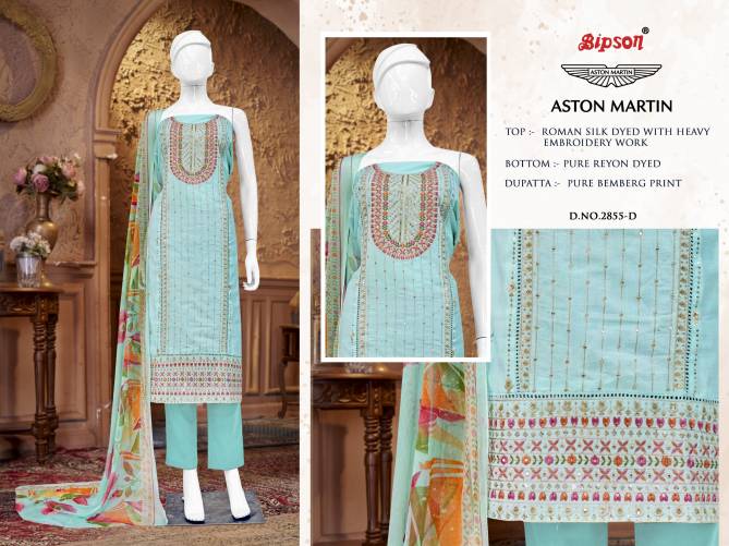 Aston Martin 2855 By Bipson Roman Silk Embroidery Non Catalog Dress Material Wholesale Shop In Surat	